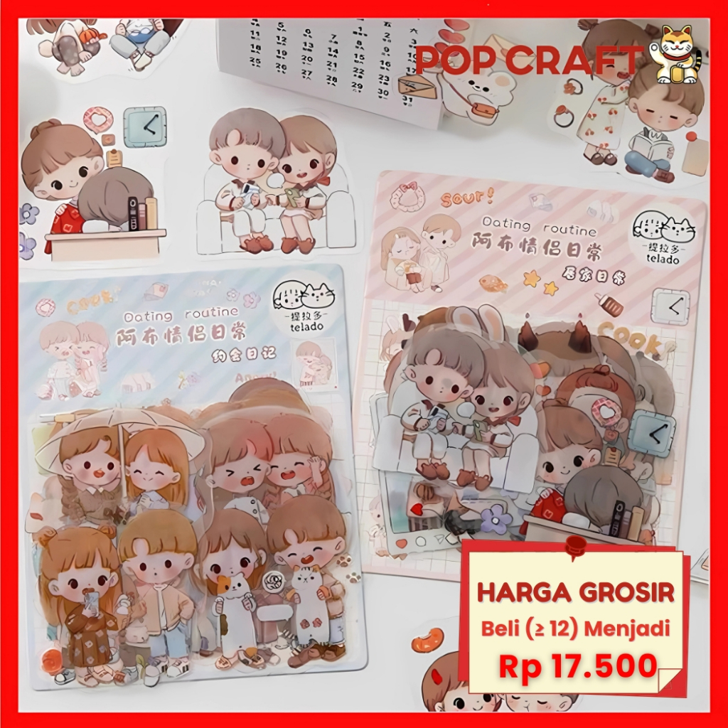 

PC Stiker Aesthetic Stiker Couple Telado Dekorasi Tumbrl Botol Minum GIRL & BOY OOTD Deco Stiker DIY