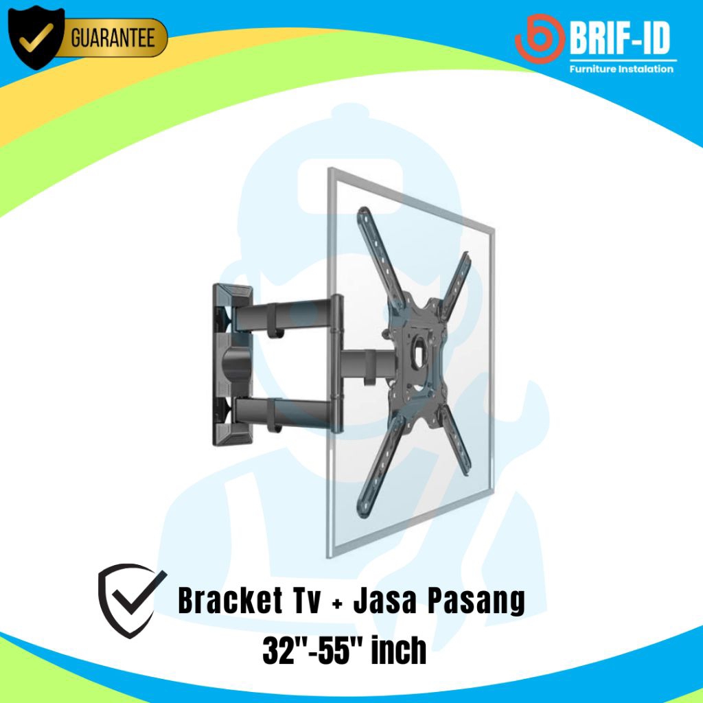 Bracket TV Swivel Putar Full Motion 26–55 Inch | Wall Mount TV Bisa kanan Kiri + Jasa Pasang