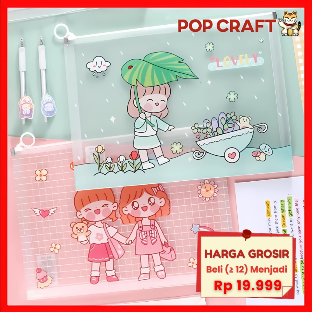 

PC Zipper Bag A4 Bahan PVC DokumenStorage Pouch Zip Lock Transparan Motif Hewan Tas Kosmetik - ST06