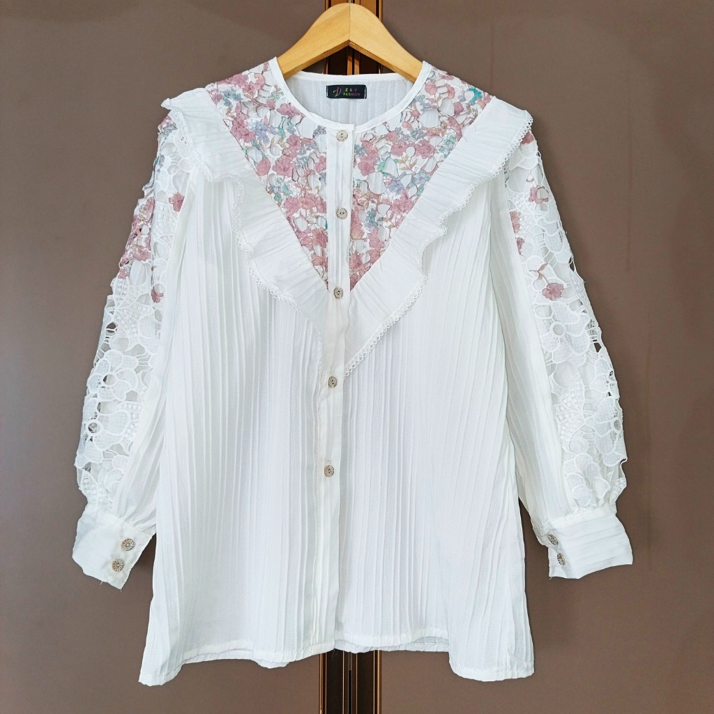 Kemeja korea wanita, kemeja Lura/ kemeja putih/ kemeja prada