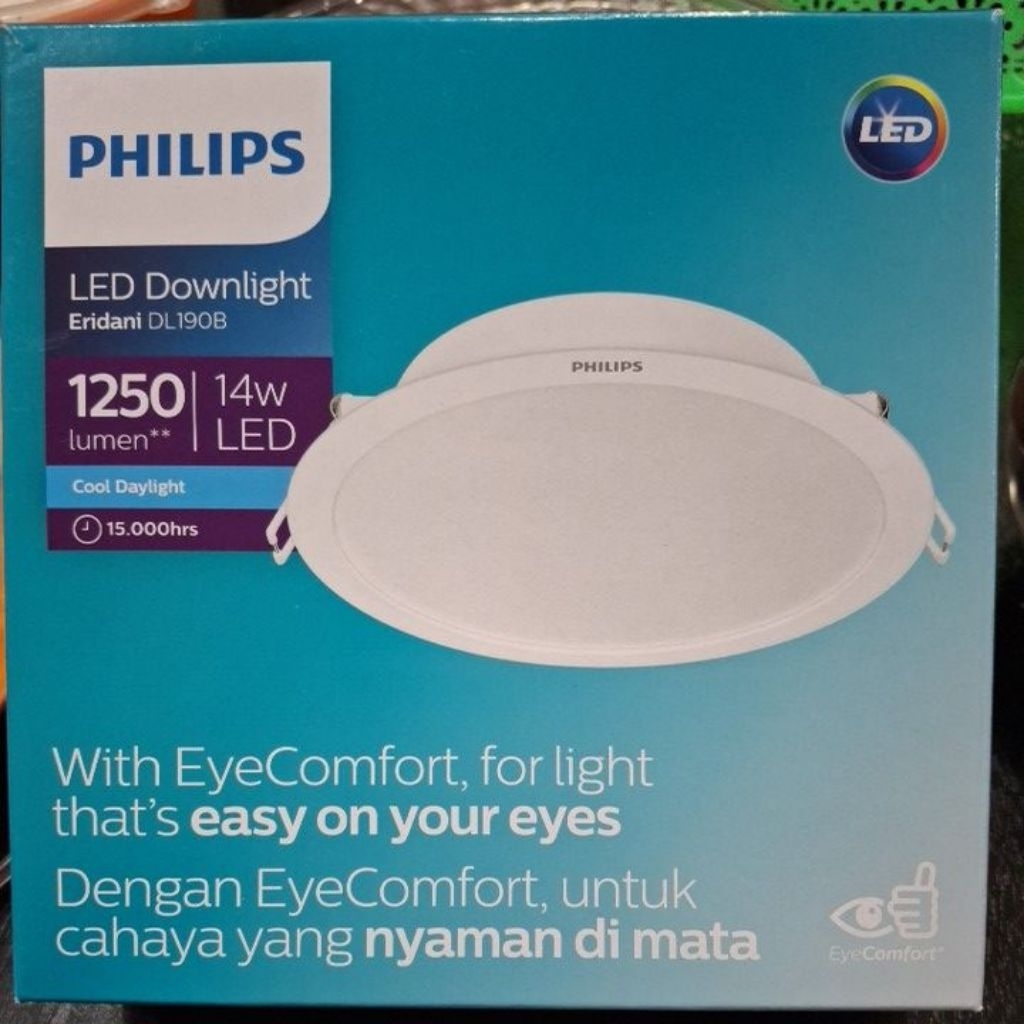 lampu downlight led panel philips 14 watt inbow/tanam  putih