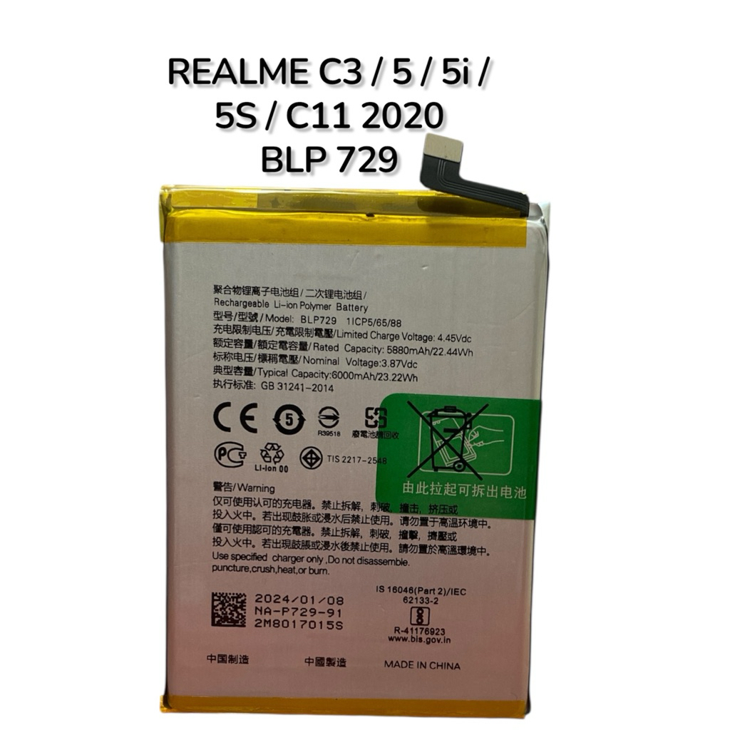 Baterai BLP-729 BLP729 Realme C3 Realme 5 Realme 5i Realme 5s C11 2020 baterai battery Original BLP 