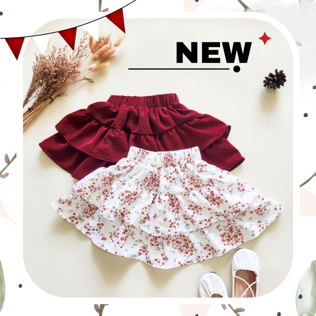 Rok Anak Silvie Tumpuk / Rok anak pendek 2 layer Rok anak motif