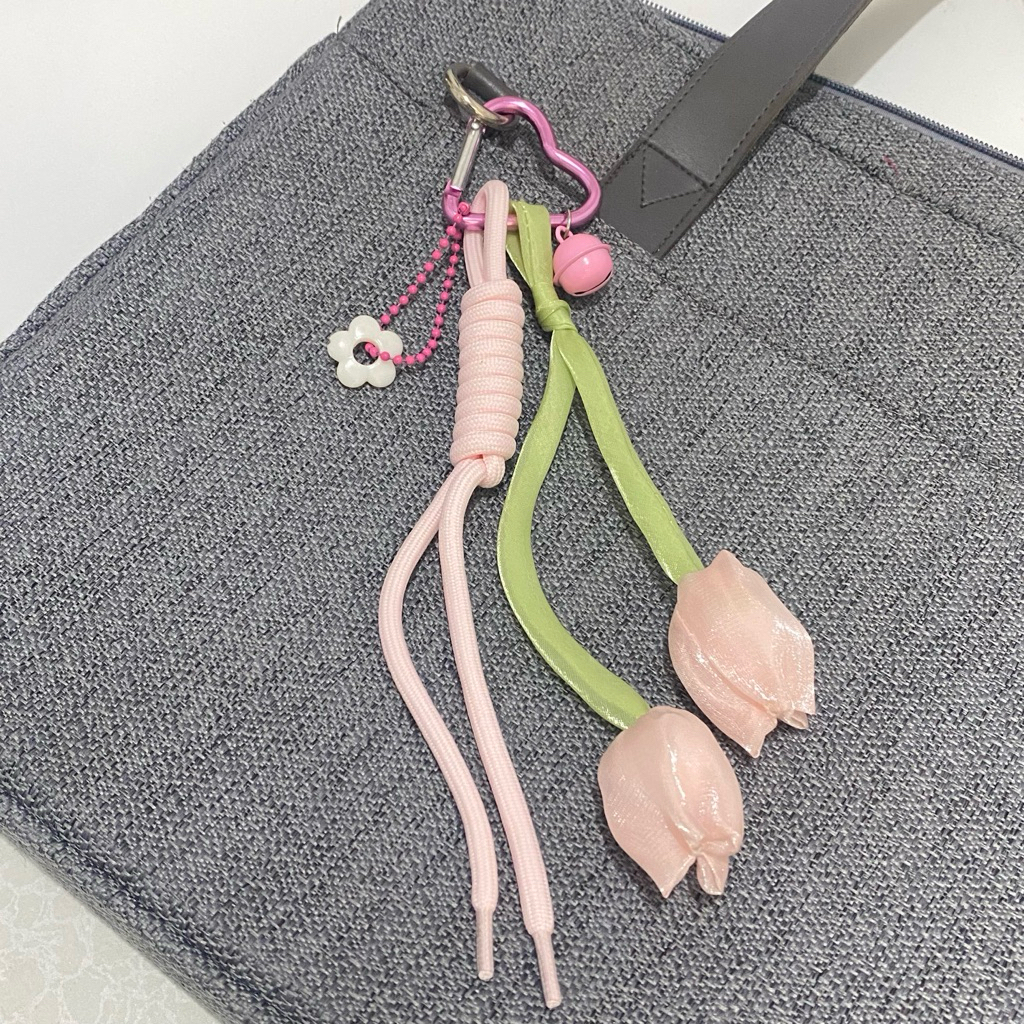 Bagcharm Tulip | Macrame Bunga | Gantungan Tas Tali | Gantungan Kunci Bunga|Keychain korea | gantung