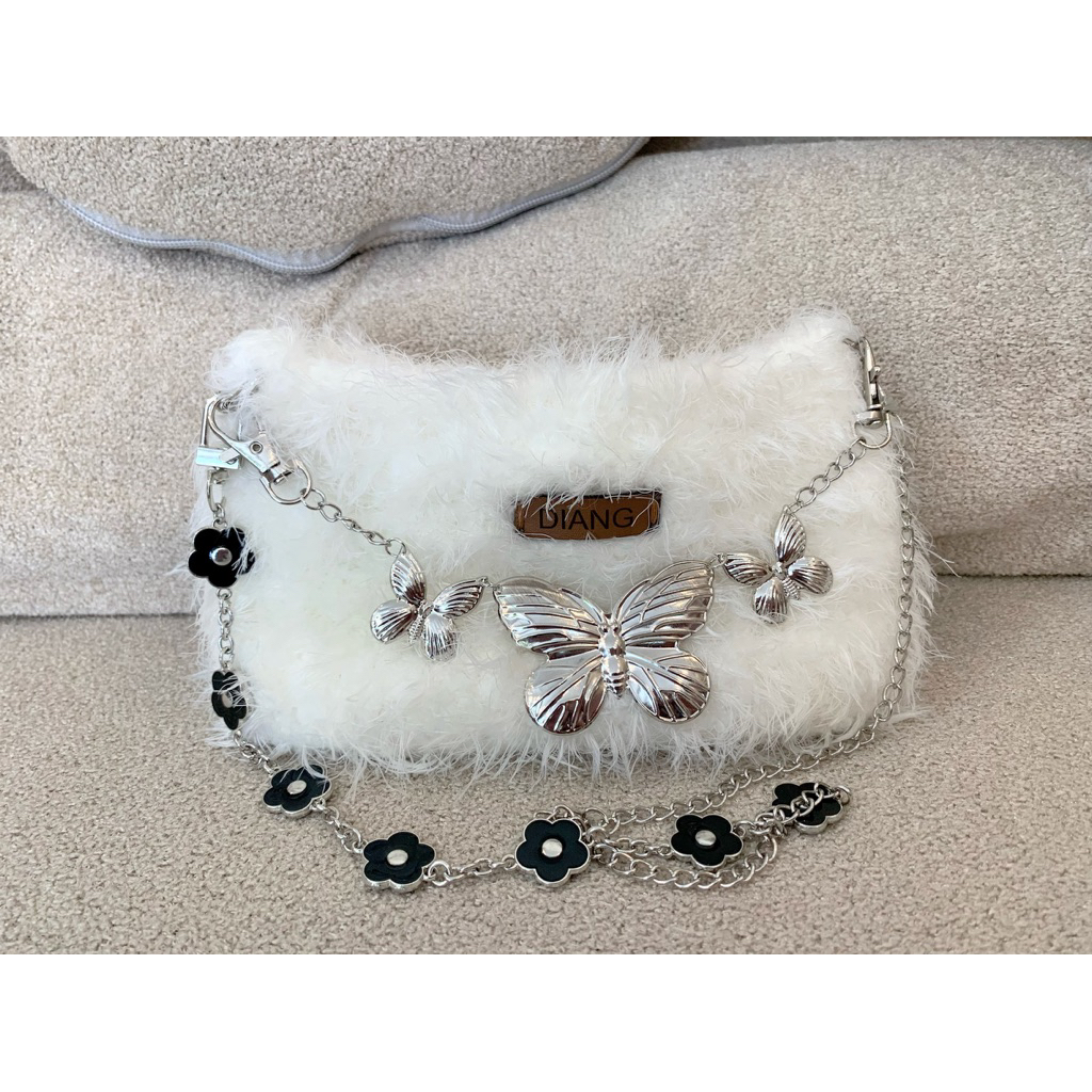 SNOW WHITE tas rajut handmade premium tas bulu tas lucu tas kondangan tas casual tas korea jepang do