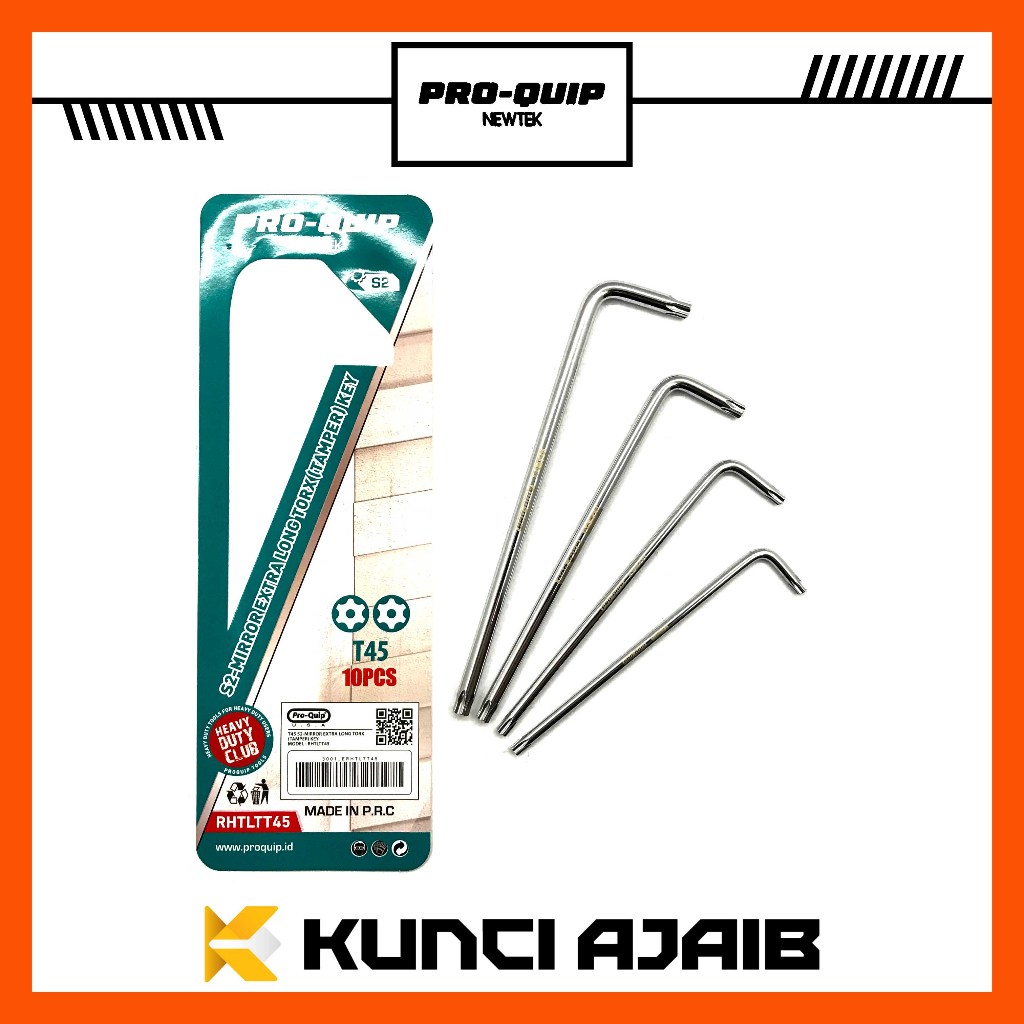 PRO-QUIP TAMPER Kunci L Bintang T20 T25 T27 T30 T40 T45 T50 Lobang Lubang Star Extra Long Key Torx