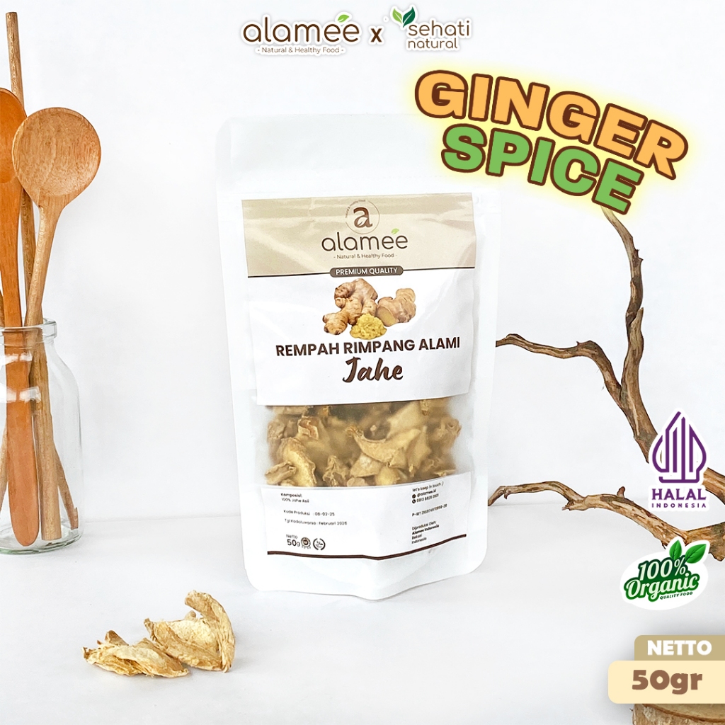 

ALAMEE Jahe Kering Iris Dried Ginger Rempah Rimpang Organik Alami Bumbu Masakan Dapur Masak 50g
