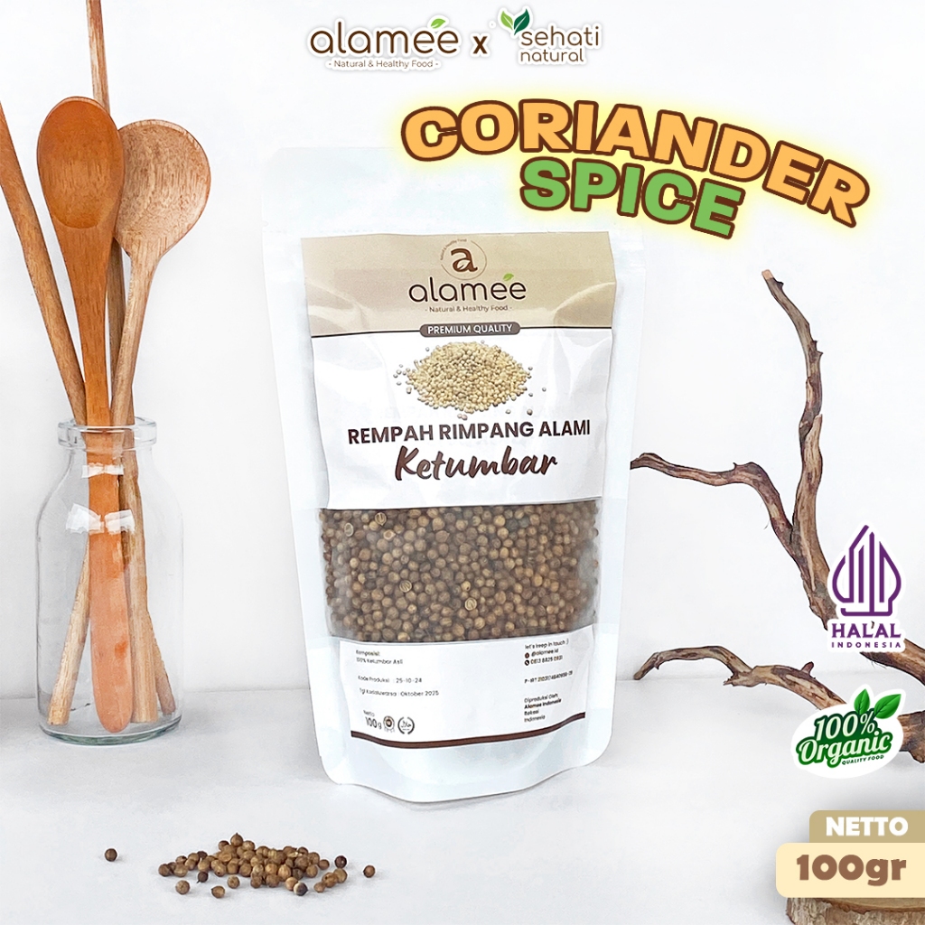 

ALAMEE Ketumbar Organik Coriander Seed Biji Rempah Rimpang Alami Bumbu Seasoning Masakan Masak 100gr