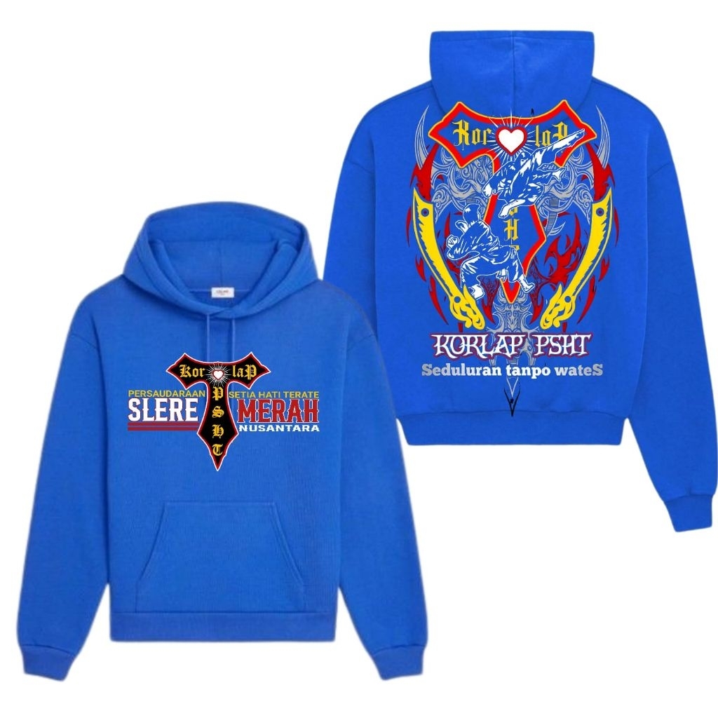 Promo Hoodie Korlap SlereT Merah Nusantara Bahan Cotton Fleece Tebal Murah Dan Halus Warna Biru