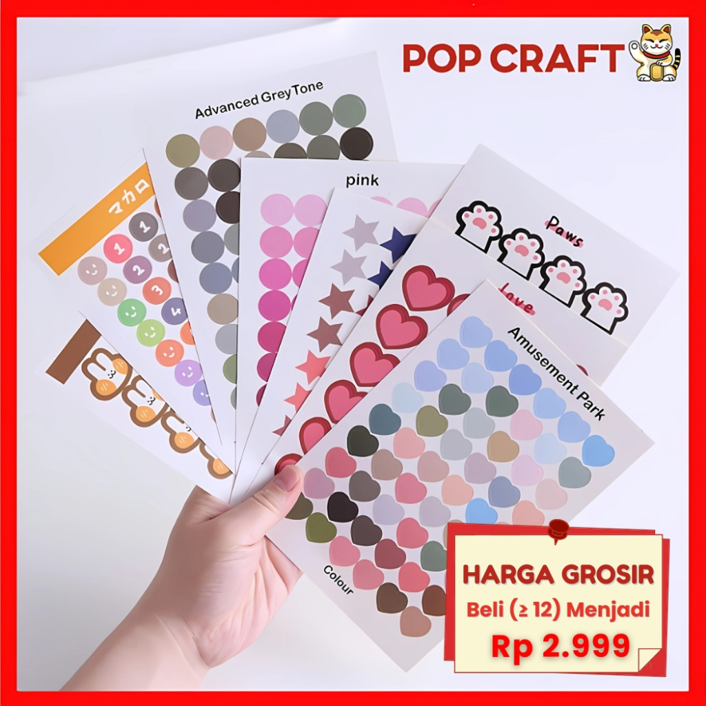 

PC Stiker DIY Aesthetic Nomor Angka Japanese Style Sticker Deco DIY Planner Stiker Dots Love - SD02