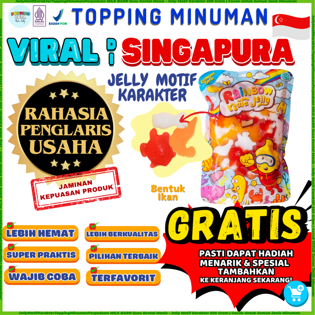 

JellyMotifKarakterToppingMinumanPerpaduan MILK BARN Susu Kental Manis - Jelly Motif Karakter 500 Gram | Cocok Untuk Semua Jenis Minuman