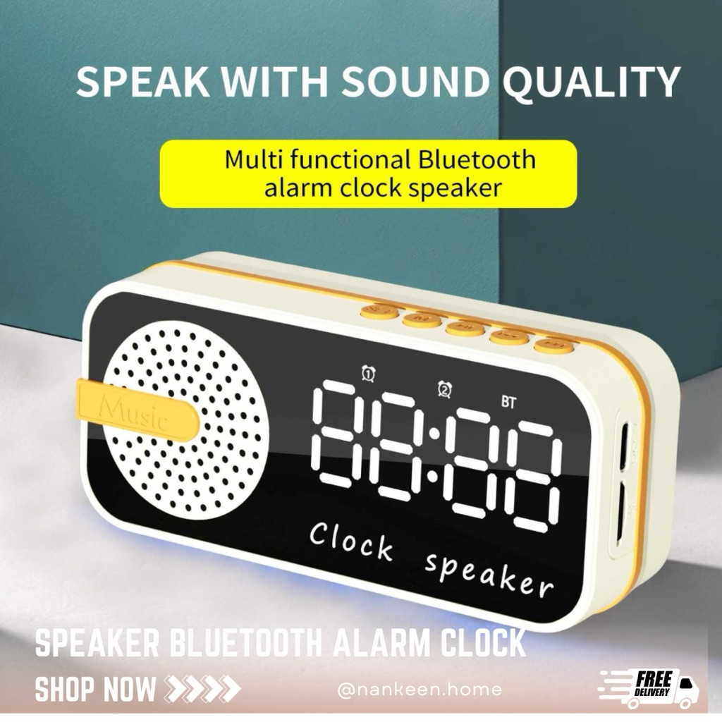 nankeen - Speaker Bluetooth Alarm Clock/Jam Alarm Digital Speaker/Digital Clock