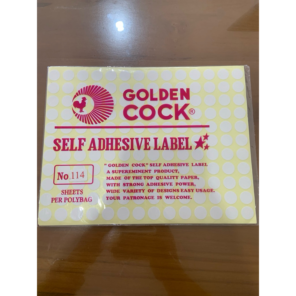 

GOLDEN COCK Label No. 114 - Self Adhesive Label 114 - Sticker Bulat 13mm - Sticker Botol Oil YLEO