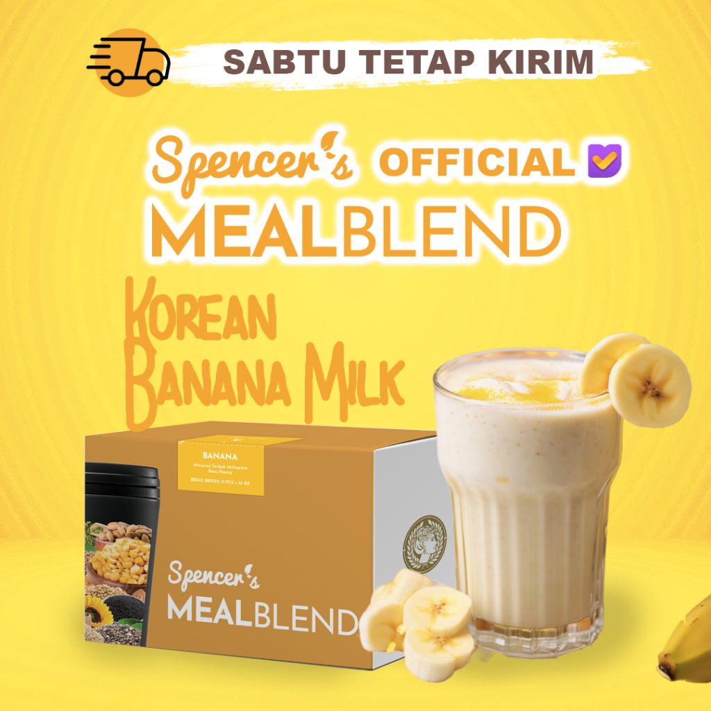 

Spencer's MealBlend Makanan Diet Rendah Kalori Solusi Langsing 1 Box isi 15 sachet Meal Replacement Solution Korean Banana Milk
