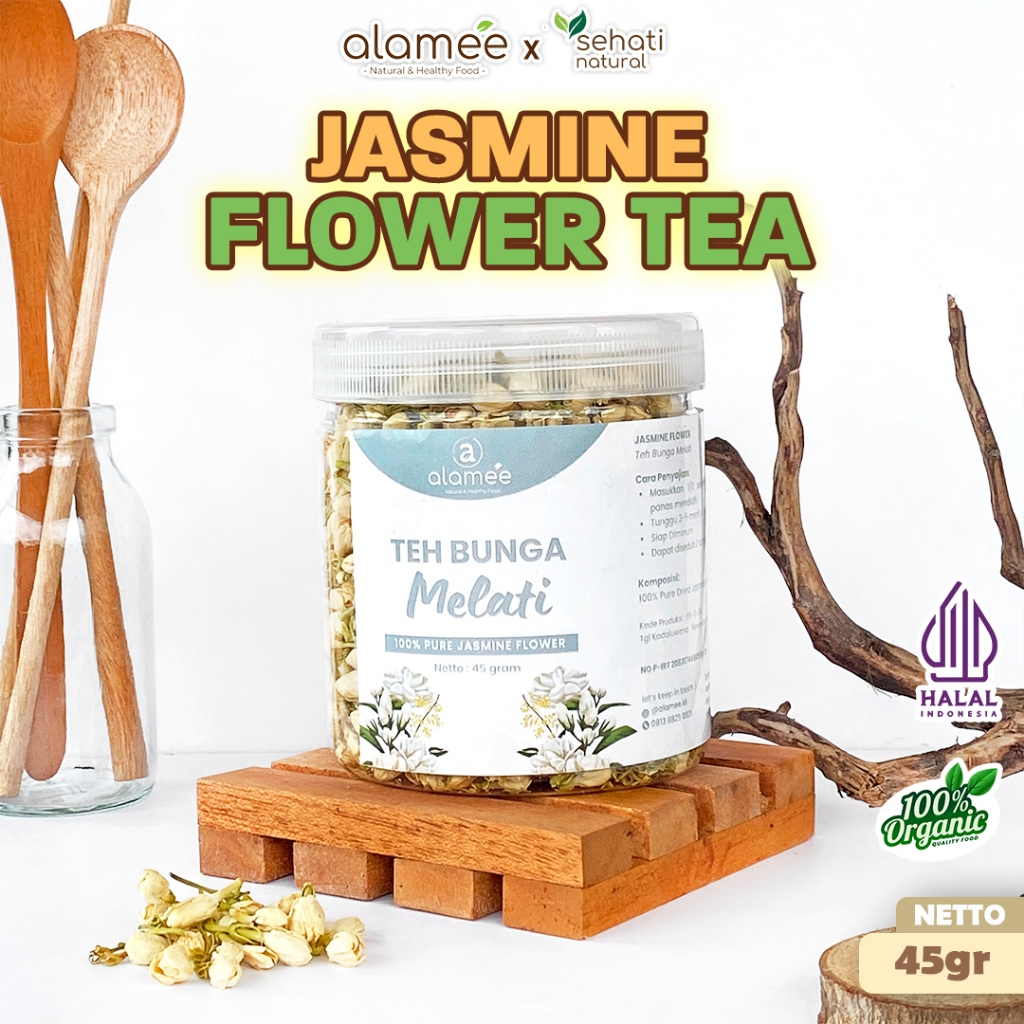

ALAMEE Teh Bunga Jasmine Tea Flower Melati Organik Jasmin Herbal Kering Dried Siap Seduh Minum 45gr