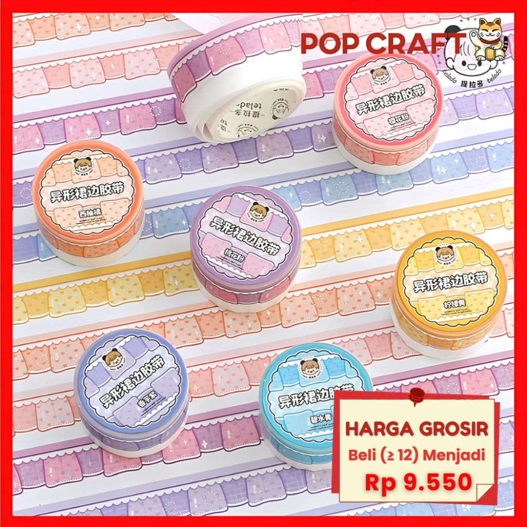 

PC Washitape Masking Tape Dekor Buku Jurnaling Shaped Skirt Tape Sticker Frame Jurnal 1Pcs TLD113