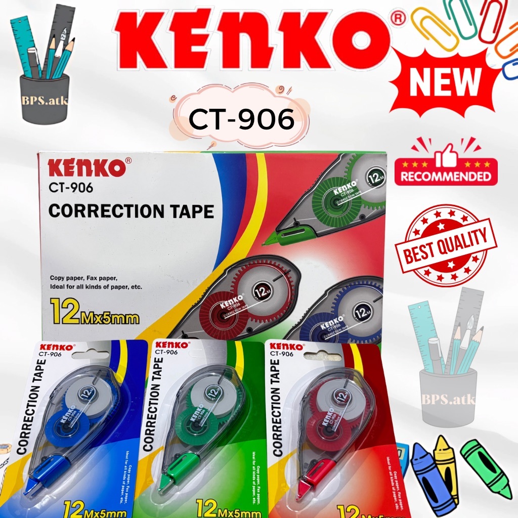 

(12pcs) KENKO Correction Tape / Tip X Kertas CT - 906 Pita Koreksi 12M x 5mm