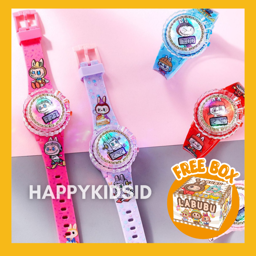 Jam Tangan Anak Labubu – Bisa Diputar, Musik, Lampu Gasing | Untuk Laki-Laki & Perempuan + Free Box