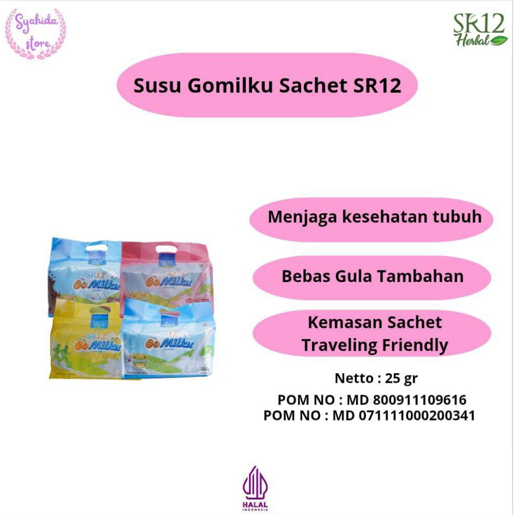 

Susu Gomilku Sachet SR12 Original/ Untuk Menjaga Daya Tahan Tubuh & Ikhtiar Penyembuhan Penyakit Alami/ Halal BPOM/ Gurih Tidak Prengus
