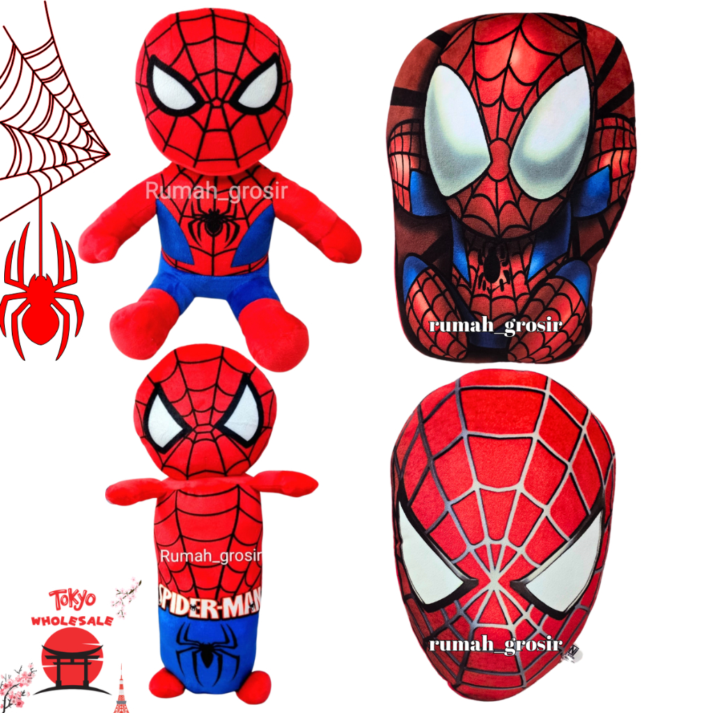 Plushie - Boneka Spiderman Lucu Bantal Boneka Spiderman Guling Spiderman