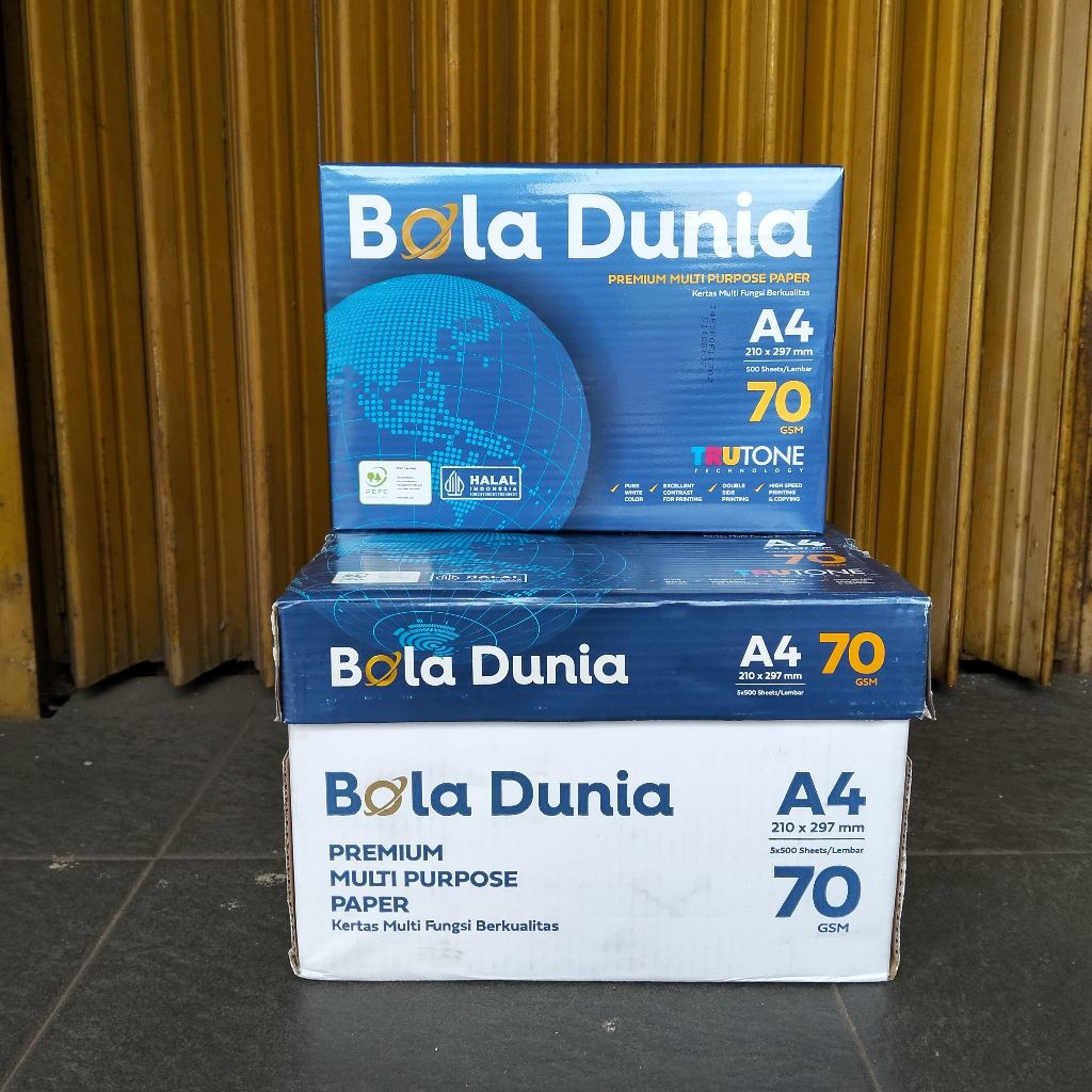 

Kertas Hvs A4 Bola Dunia 70gr ( Dus 5 Rim ) [ Original ]