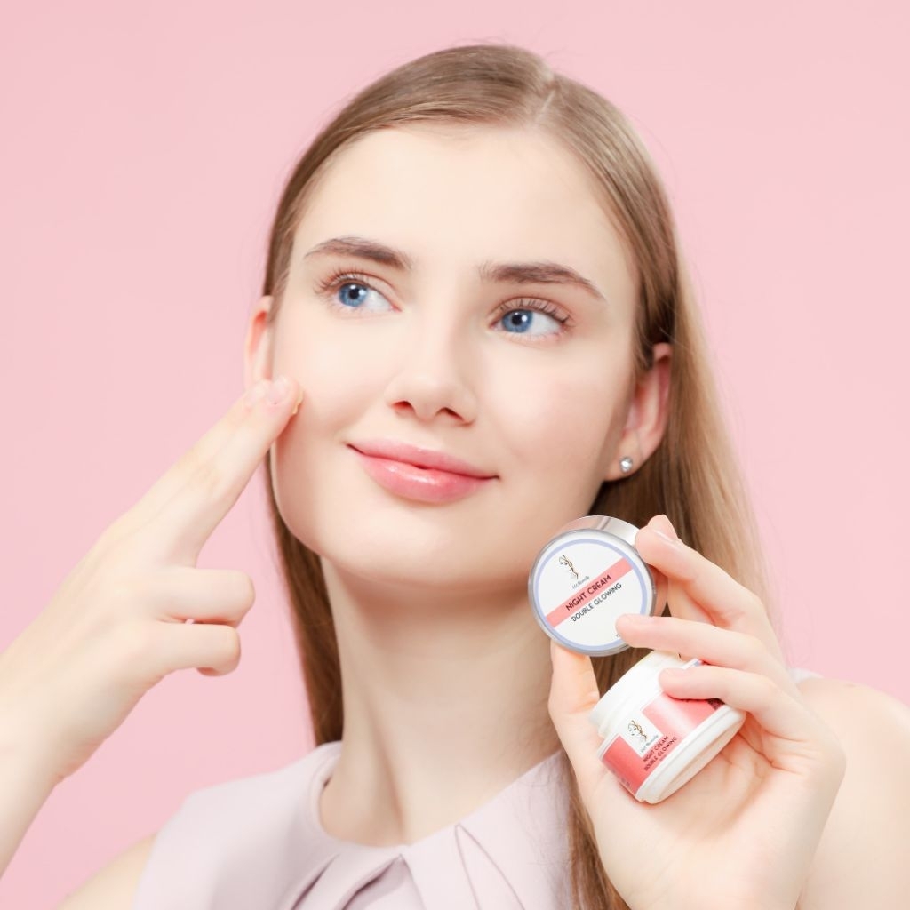 Cream Malam, Night Cream Double Glowing Express ASSBEAUTY BPOM, mencerahkan, menyembuhkan jerawat