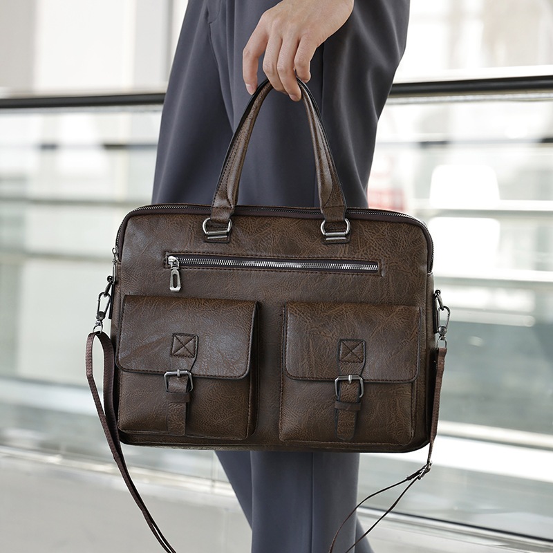 KEKINIAN New Tas kantor Selempang 15.6 inch Tas Kerja Kulit Pria Briefcase Laptop tas laptop
