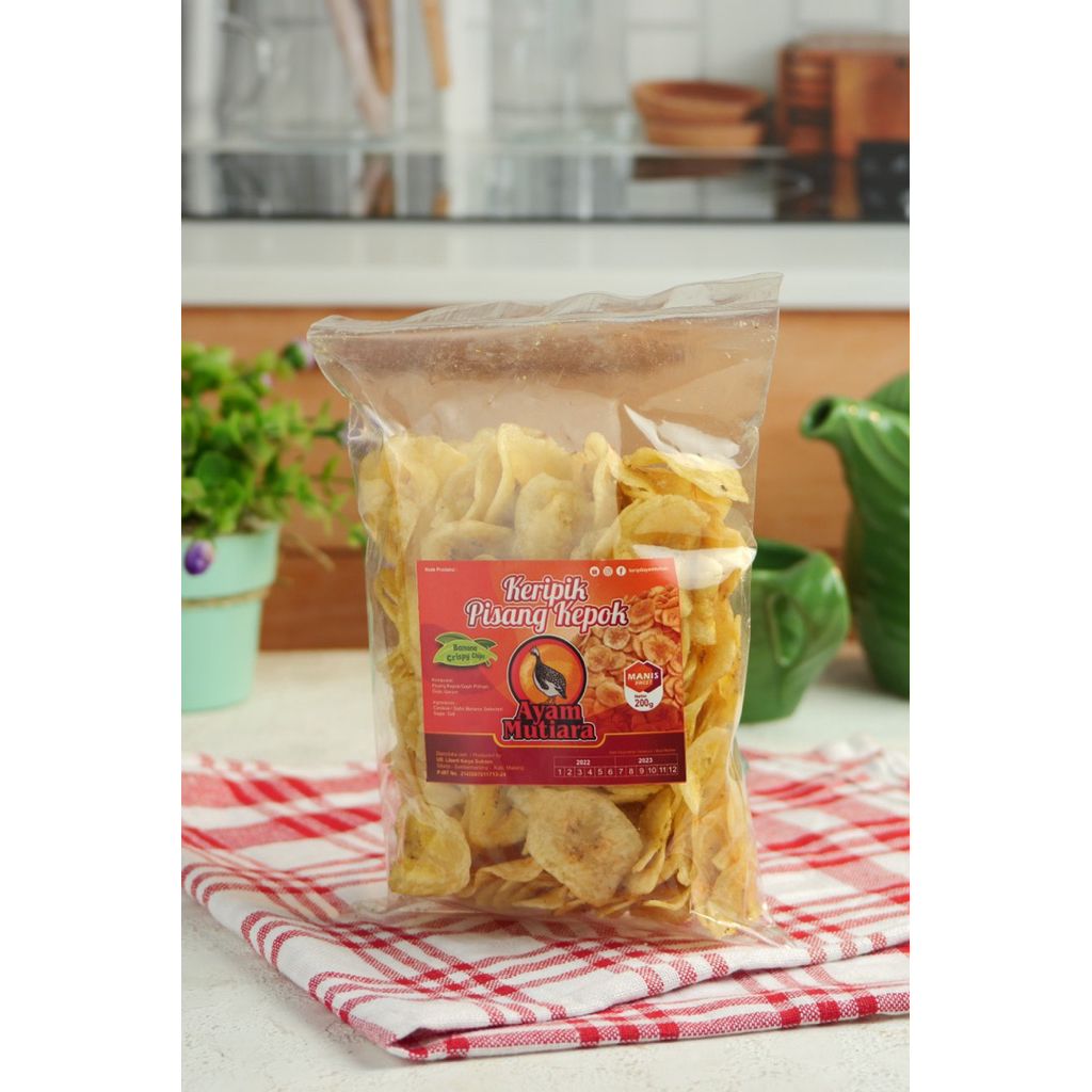 

Keripik Pisang Kepok cap Ayam Mutiara rasa Manis 200gr