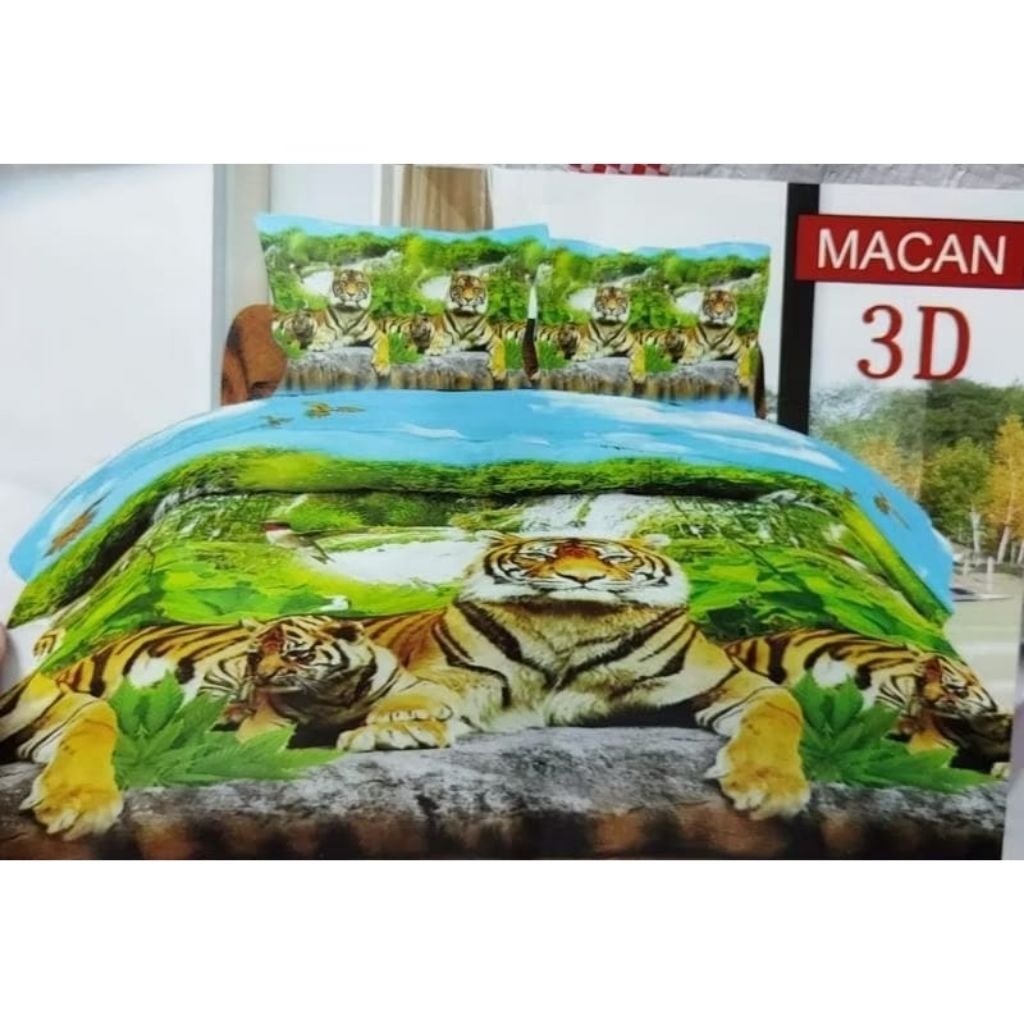 Kendra Sprei Set 120/160/180/200 Motif Tiger Macan 3D