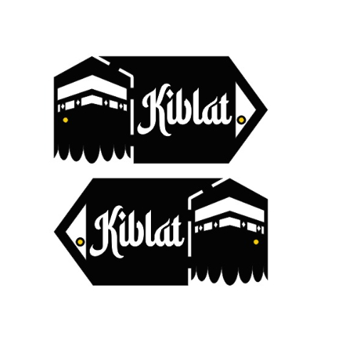 Hiasan Dinding Tempel Sign Board PETUNJUK ARAH KIBLAT Dekorasi Mushola Rumah