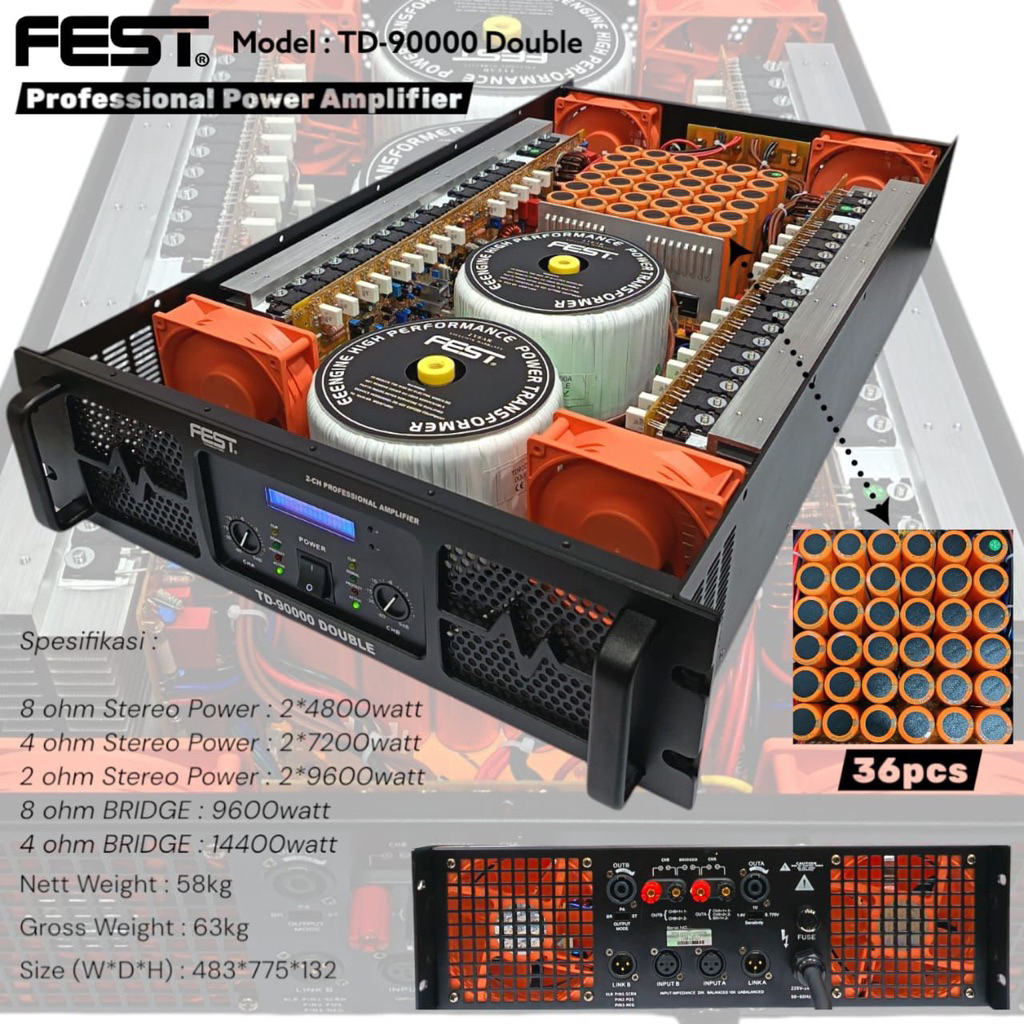 Power Fest TD 90000 Original Product Amplifier Fest Double Trafo Class TD