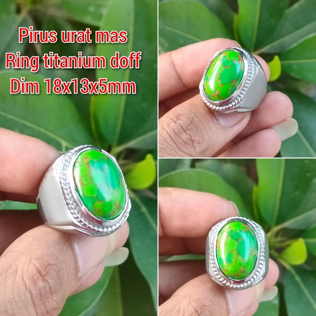 CINCIN PRIA BATU PIRUS HIJAU RING TITANIUM DOFF