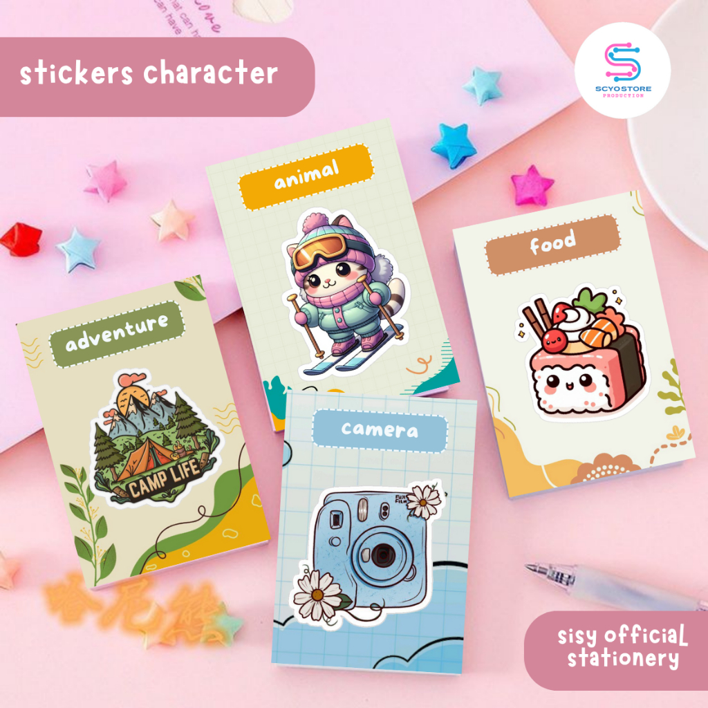 

Stiker Karakter Lucu Tahan Air Untuk Laptop Dan Buku Sticker Character Isi 5pcs