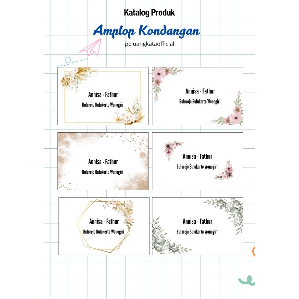 

Amplop kondangan custom nama ukuran tanggung (kertas tipis)