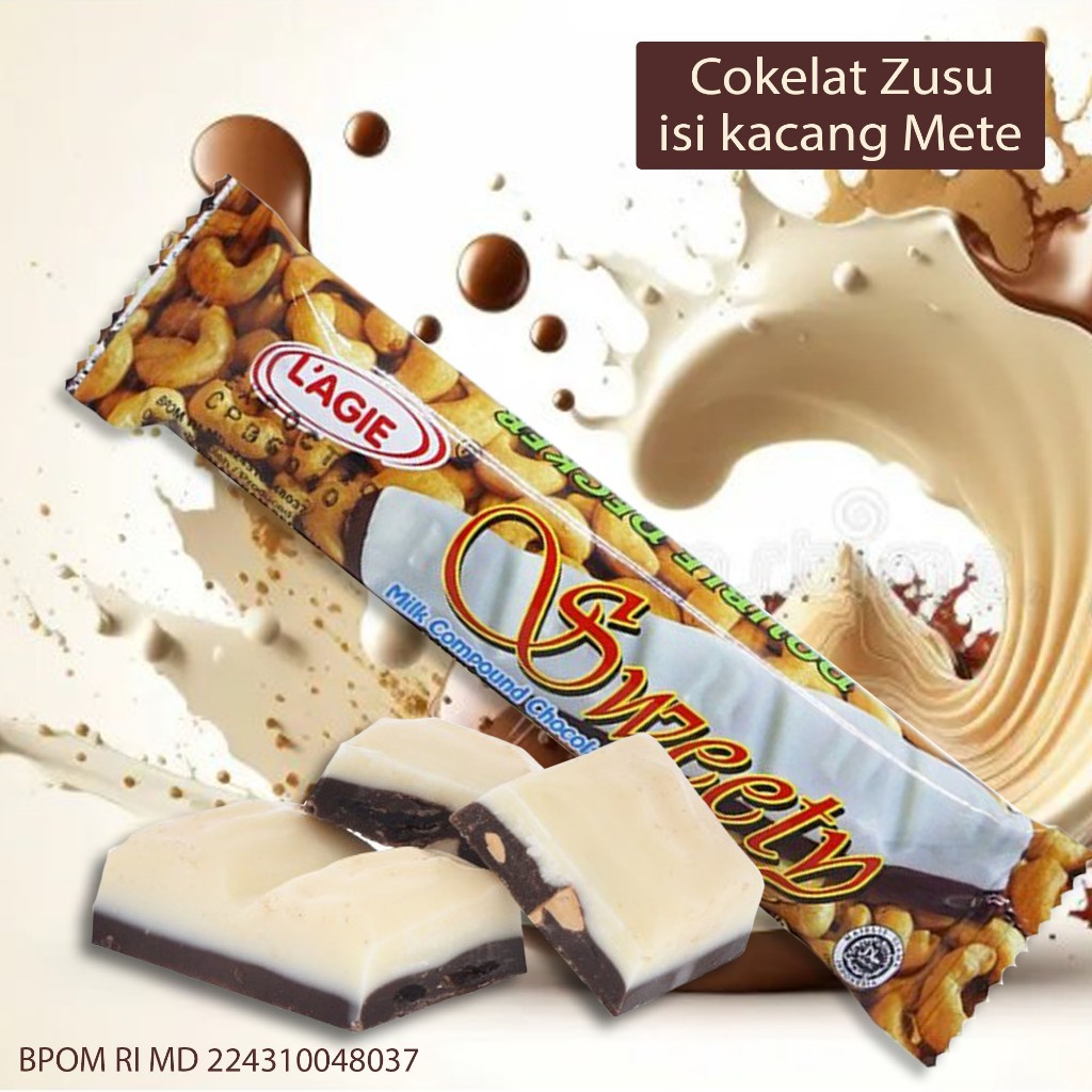 

Best Seller Camilan jajanan Coklat Susu cokelat susu isi kacang mete rasa manis legit paling banyak diburu kaum pecinta Coklat mania ~ lagie sweety milk compound chocolate cashew nut 42gr