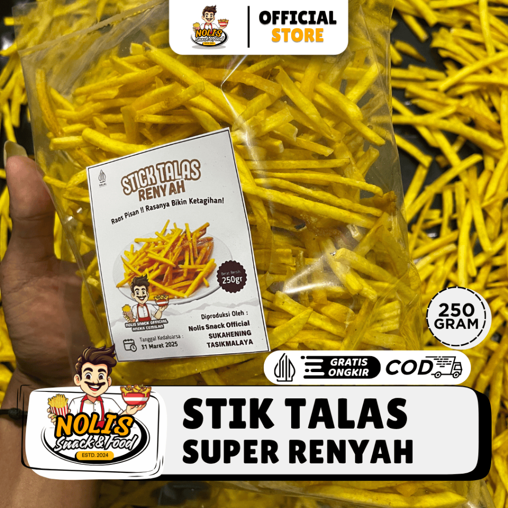 

250gr - Stik Talas Gurih Renyah / Keripik Stik Tales Rasa ORI Gurih Original / Makanan Ringan