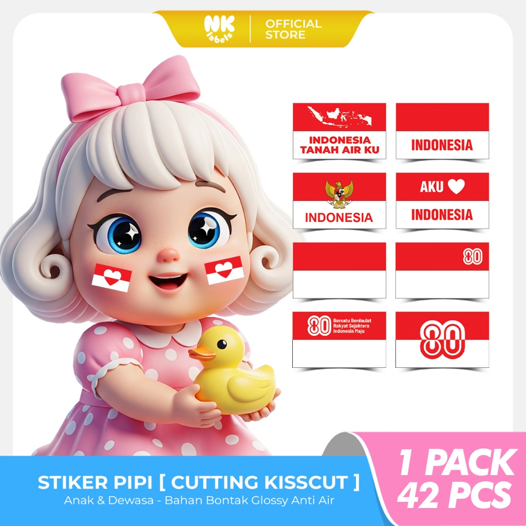 

[ CUTTING KISSCUT ] Stiker Bendera Pipi Indonesia 22/42 Pcs - Ukuran Anak dan Dewasa