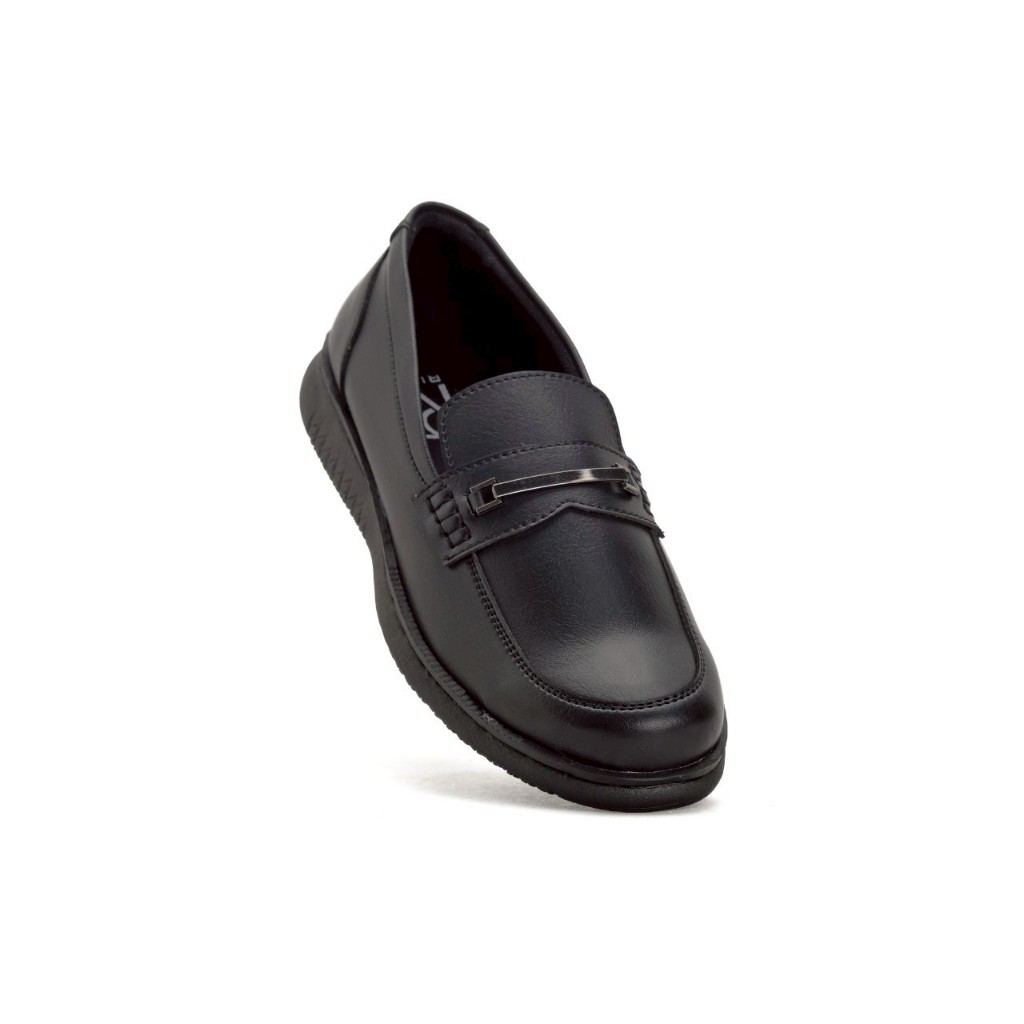 Rionz Bryant Black Sepatu Formal Pria Pantofel Loafer Hitam Kulit Pu Kerja Resmi Kantor Kuliah