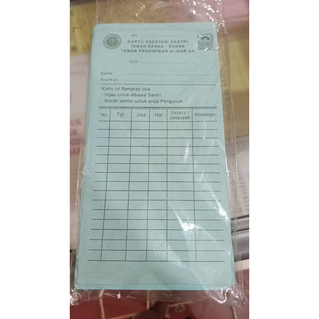 

KARTU PRESTASI SANTRI kartu iqro