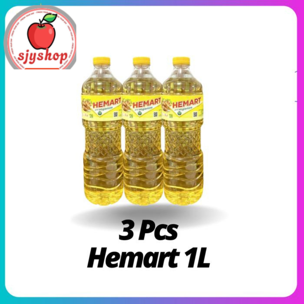 

HEMART Minyak Goreng Sawit 900 ml - Paket isi 3 Botol - SJY Shop Sembako Hemat