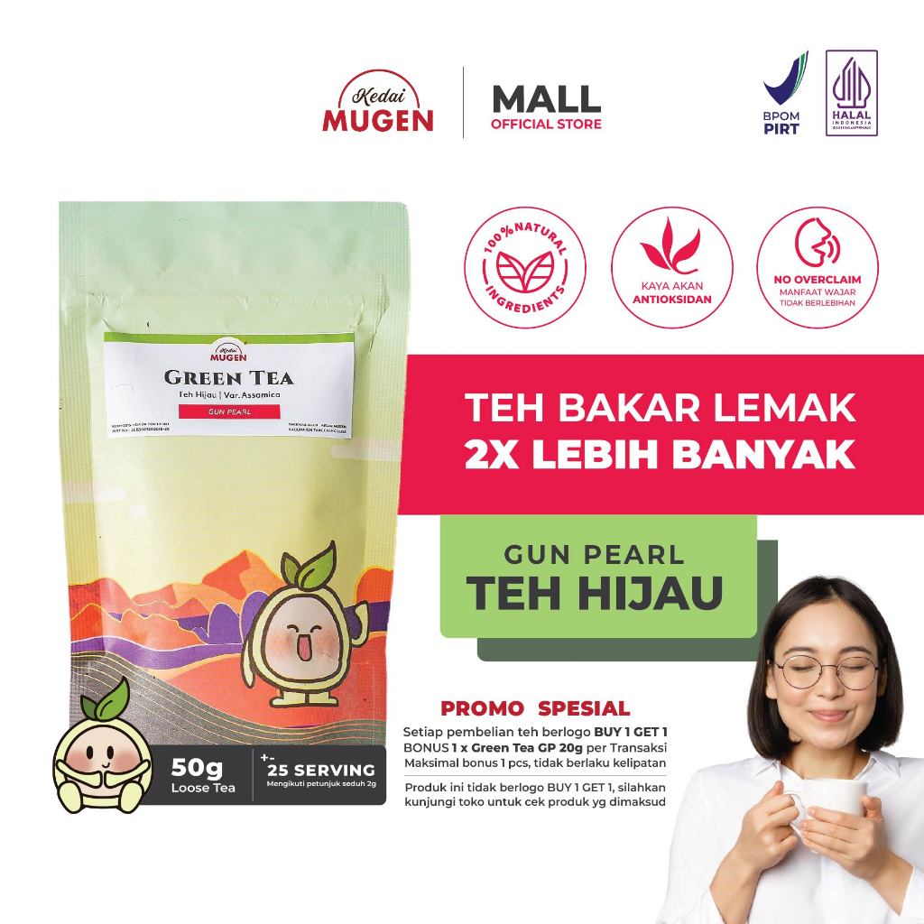 

Kedai Mugen - Teh Hijau Daun Asli Jawa / Java Green Tea Gun Pearl 50g