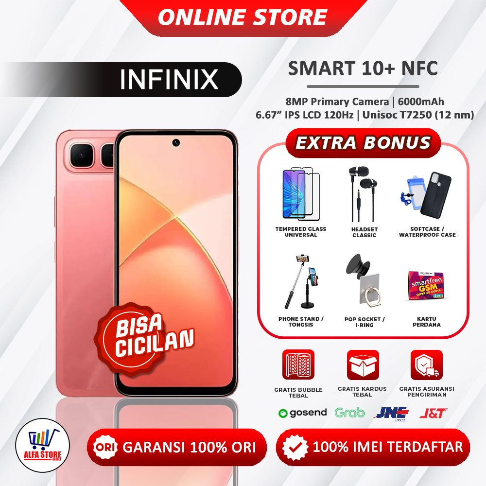 Infinix Smart 10 Plus nfc baterai 6000mah ram 8/128GB Garansi Resmi