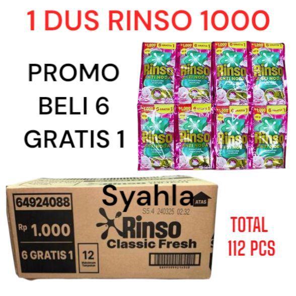 1 DUS RINSO JUMBO 1000 AN ( 112 SACHET ) Rinso Cair Renceng kemasan 1000 an GRATIS ONGKIR