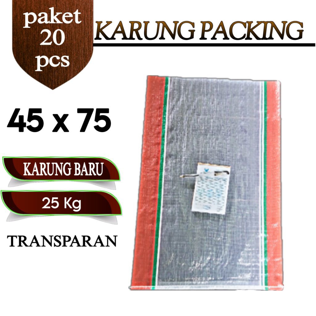 Karung Beras 25kg Baru, Karung transparan (isi 20 pcs)