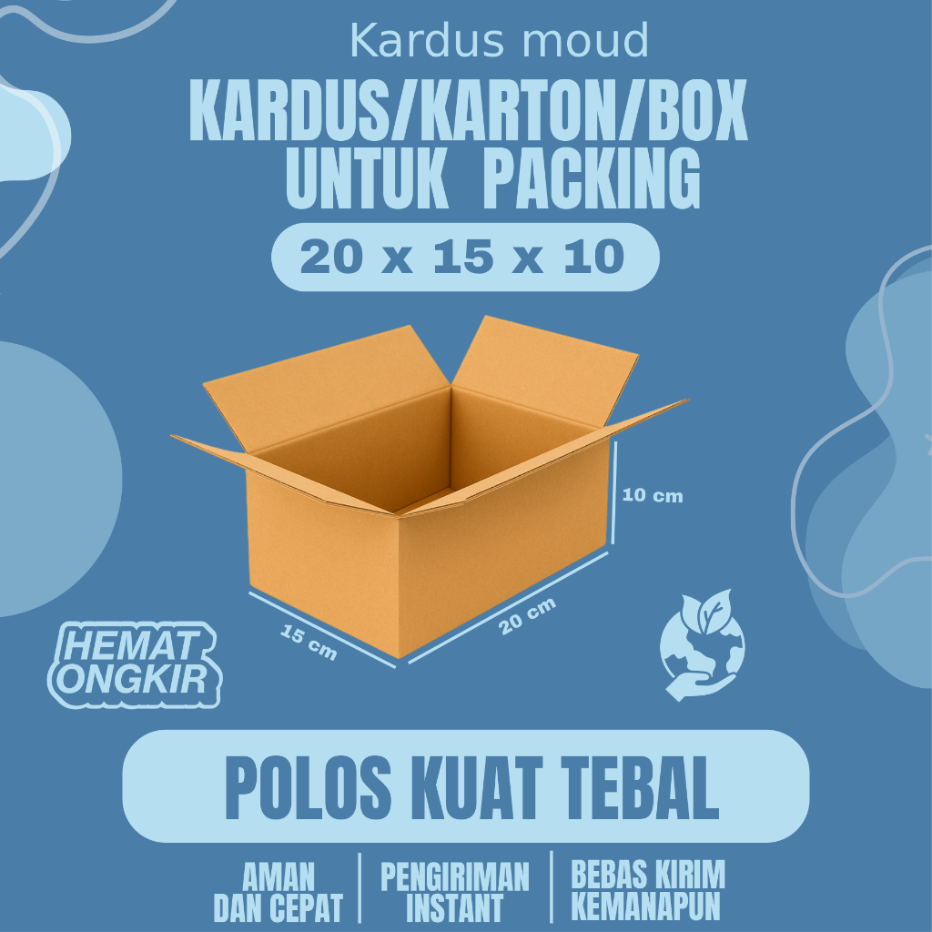 

Kardus Packing Ukuran 20x15x10 Polos Box Cogurated tebal kuat