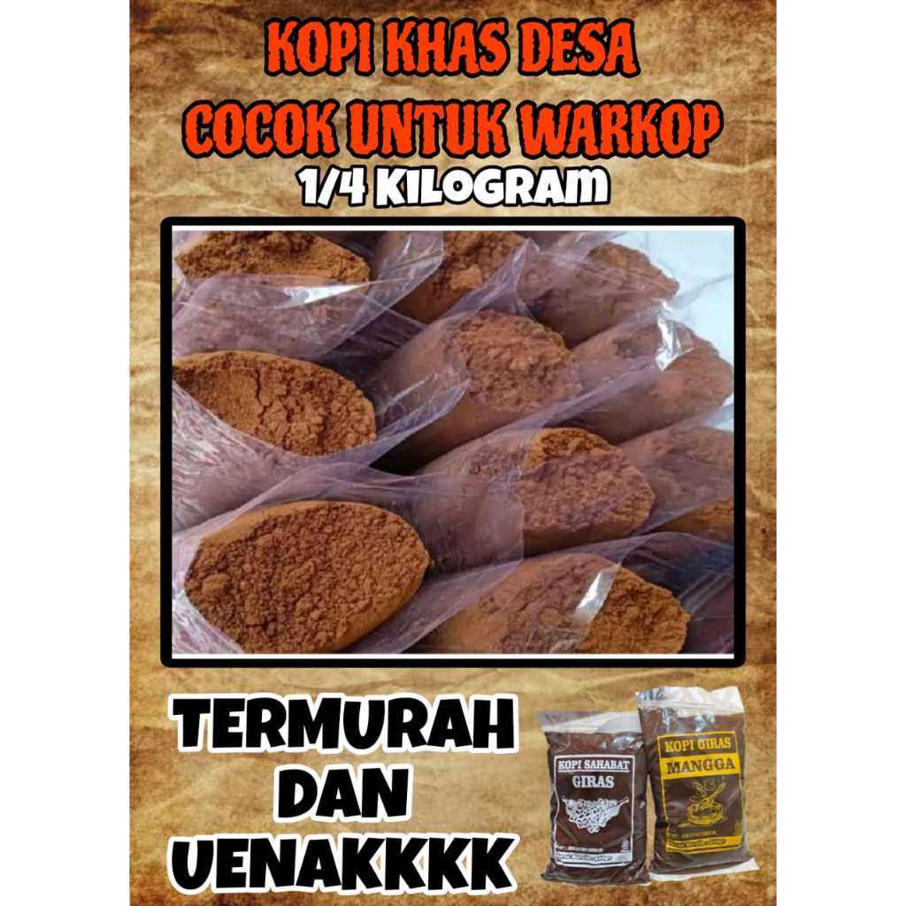 

Kopi bubuk giling 1/4 Kg Termurah Cocok Untuk Giras Warkop II Komposisi Sedang
