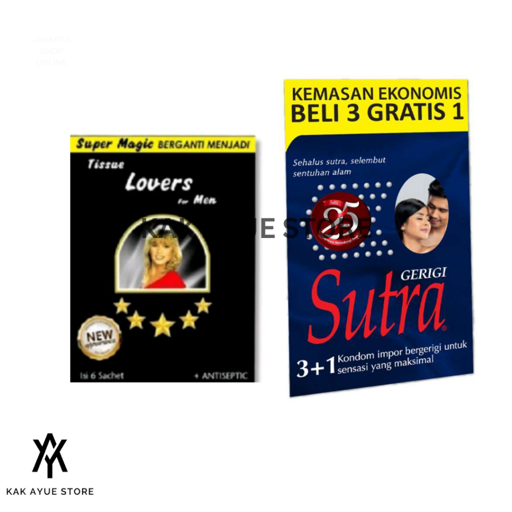 (Paket Instan) tisu antiseptik super magic lovers - SUTRA GERIGI isi 3 plus 1 /  Tisu LOVERS superMa
