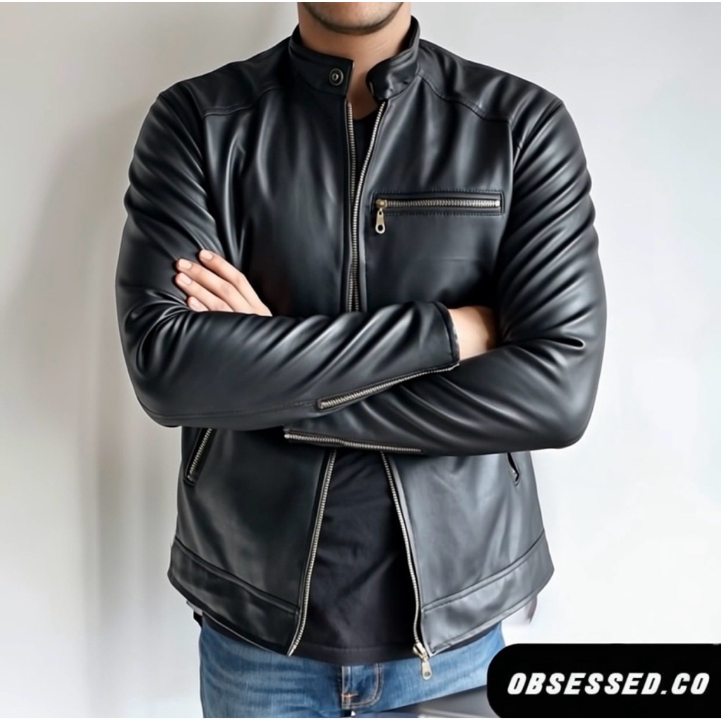Jaket Kulit Pria Tahan air Elegan Jaket Kulit Motor Pria Touring JACKET LEATHER FOR MEN