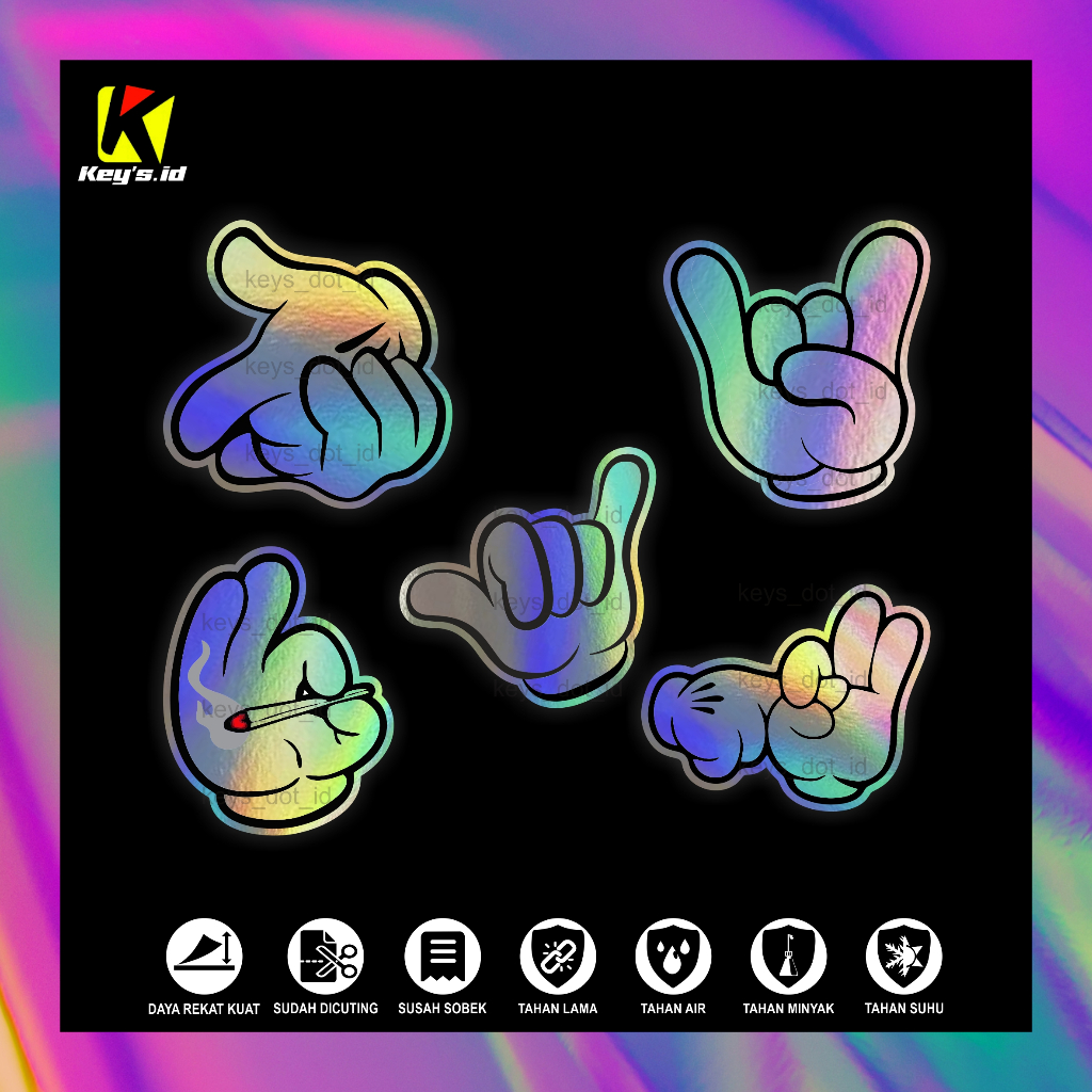 Stiker Jari Tangan Ritrama, Stiker Shaka, Sticker Middle Finger, Stiker Tangan Nakal Sudah Dicutting