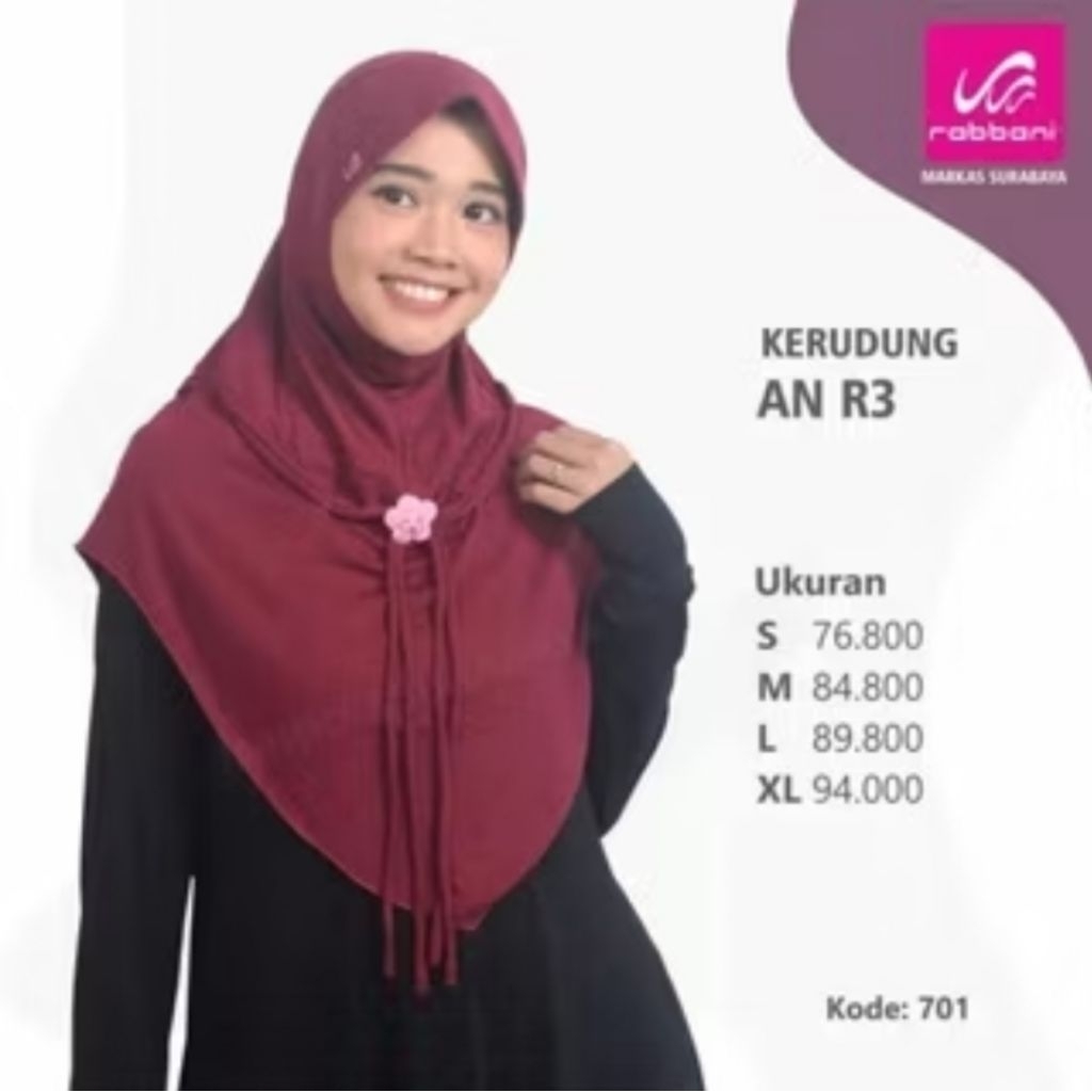 Preloved Kerudung Instan Rabbani R3 Poly | Warna Orange | Size M